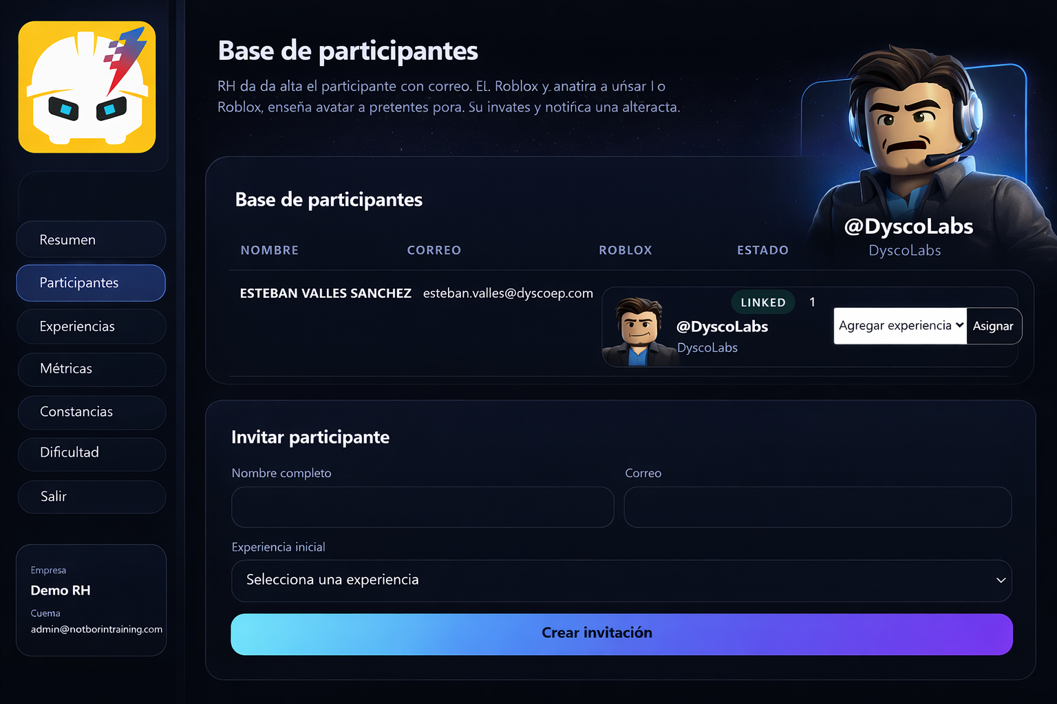 Dashboard administrativo